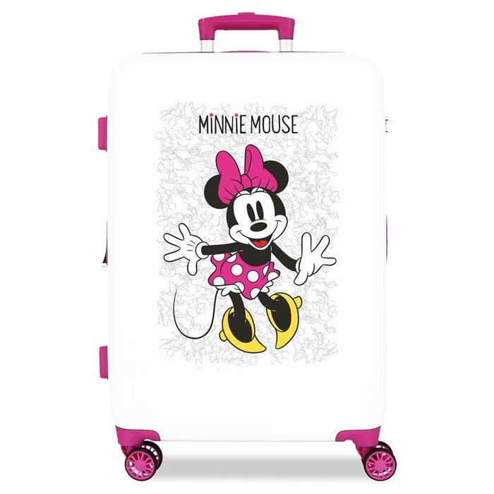 Дитяча валіза Disney Minnie Mouse Enjoy the Day синя, жорстка ABS-пластик, 50x38x20 см, 34л, з комбінованим замком та 4 колесами, ручна поклажа