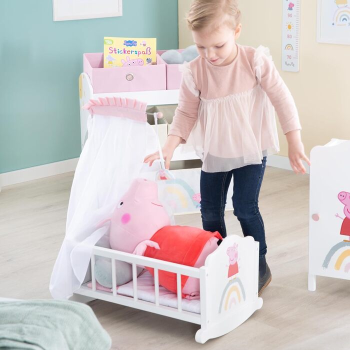 Дитяче ліжко Roba Peppa Pig 70x140 см з постільною білизною