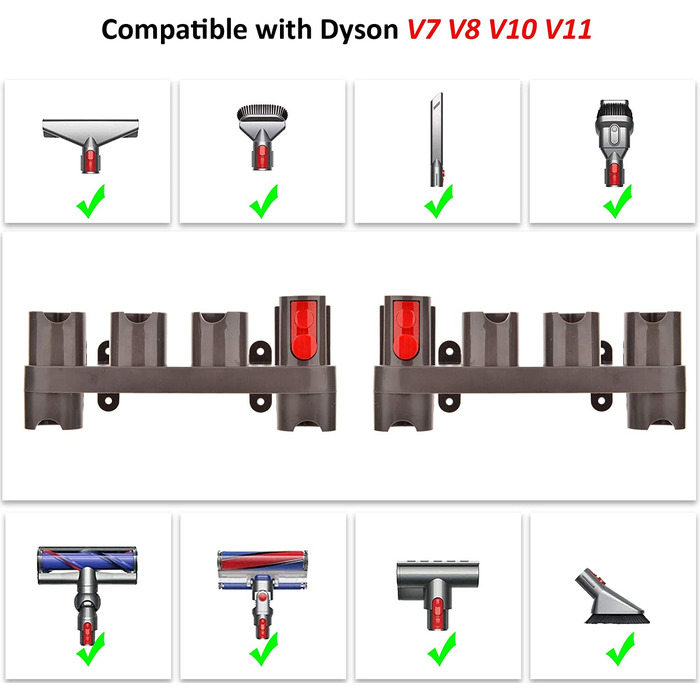Кріплення-органайзер для аксесуарів Dyson Gen5, V15, V12, V11, V10, V8, V7 – тримач для насадок (10 гнізд, 2 шт)