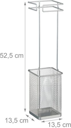 Підставка для парасольок Relaxdays, металева, квадратна, 52,5x13,5x13,5 см, сучасний дизайн, срібляста