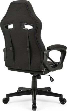 Ігрове крісло SENSE7 Knight, ергономічне, з регульованою поперековою подушкою, гойдалкою, м'якими підлокітниками, тканинне, для комп'ютера, офісу, чорне-сіре, до 120 кг