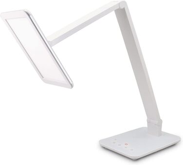 Настільна LED лампа FeinTech LTL00100, димована, 550 лм, з USB, алюміній, ABS-пластик, акрил, регульована температура світла (тепле/холодне біле), біла, 37x15x43.5 см