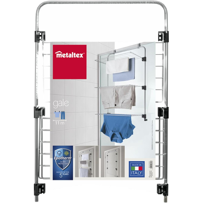 Сушарка для білизни Metaltex Gale, настінна, сіра, епотерм-покриття, 3,5x58x87 см, для дверей та душової кабіни