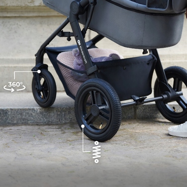 Дитячий візок 4в1 Kinderkraft MOOV 2 EVA з багатофункціональним автокріслом, чорний