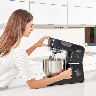 Кухонний міксер BLACK+DECKER BXKM1000E, 1000 Вт, 5,2 л, 8 швидкостей, турборежим, нержавіюча чаша, червоний