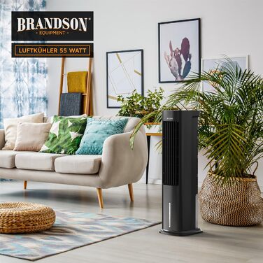 Вентилятор вежі з водяним охолодженням Brandson 4-в-1: випаровувальний охолоджувач, вентилятор, без вихлосної труби, надзвичайно тихий, чорний матовий