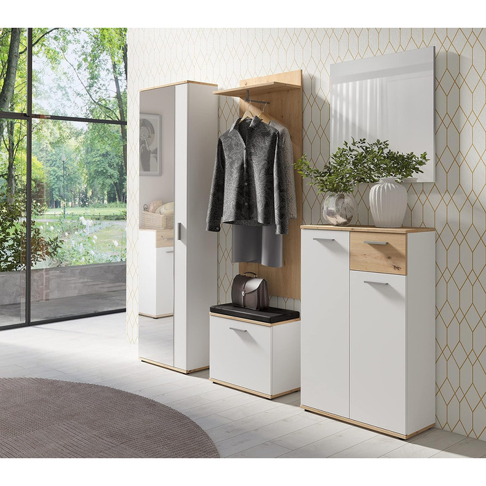 Настінне дзеркало byLIVING Jakob, біле, 60x70 см, сучасний дизайн, для передпокою та ванної, прямокутне, меблі для коридору