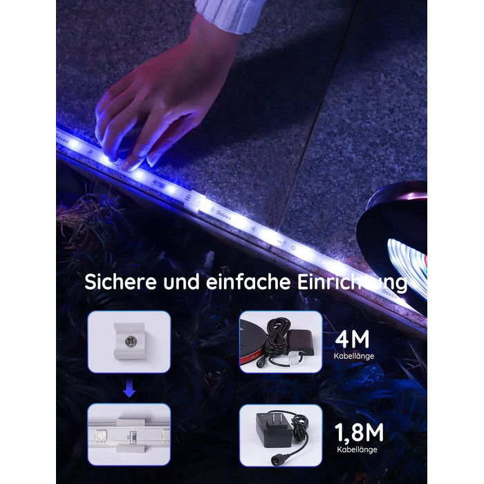 Govee LED-стрічка для вулиці 20м, RGBIC, водонепроникна IP65, керування Alexa/Google Assistant