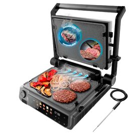 Електричний контактний гриль Cecotec Rock'nGrill 2200 Dual, 2000 Вт, розкладний на 180°, Smash-функція, 29x23 см