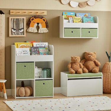 Дитяча іграшкова скриня SoBuy KMB80-W з подушкою, біла, 60x35x34 см