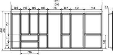 Вставка для столових приборів Orga-Box Junker Slim 1125x476 мм, лавово-сіра з перловою структурою, для кухонних шаф 1200 мм, органайзер у шухляду SO SLIM