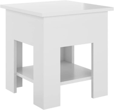 Журнальний стіл із полицею vidaXL, білий глянець, 40x40x42 см, ДСП для вітальні
