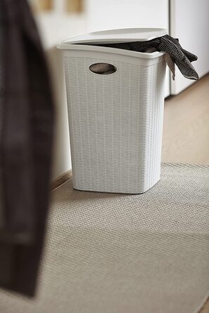Кошик для білизни Stefanplast з кришкою, 50 л, білий, 54,5x38x37 см