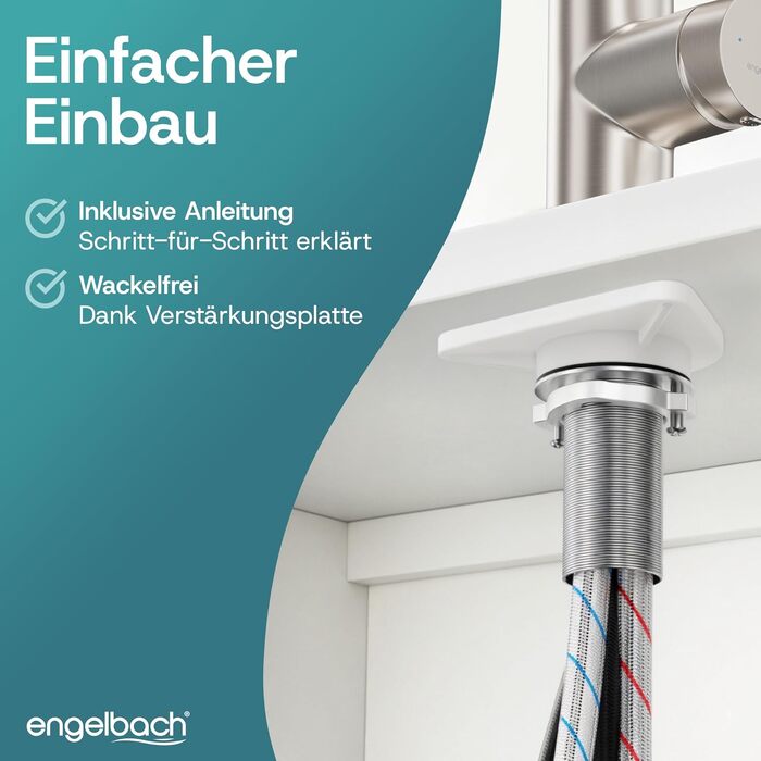 Змішувач для кухні Engelbach® висувний, поворотний на 360°, нержавіюча сталь 304, 2 режими струменя, мийка, змішувач кухонний, щотка