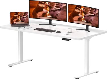 Регульований стіл Sanodesk з двома моторами – електричний стіл для роботи та ігор, з пам'яттю, регулюванням висоти, 140x70 см (акорн) білий+акорн