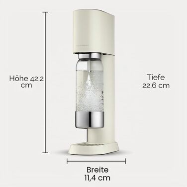 Сифон для газування води SodaStream ENSO з пляшкою 1л та вуглекислотним циліндром CO2, пісочно-білий