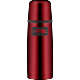 Термос-пляшка Thermos Light & Compact 0,35 л, нержавіюча сталь, червоний, ізольована, з кришкою-чашкою, тримає тепло 12 годин, холод 24 години, герметична, BPA Free, можна мити в посудомийці