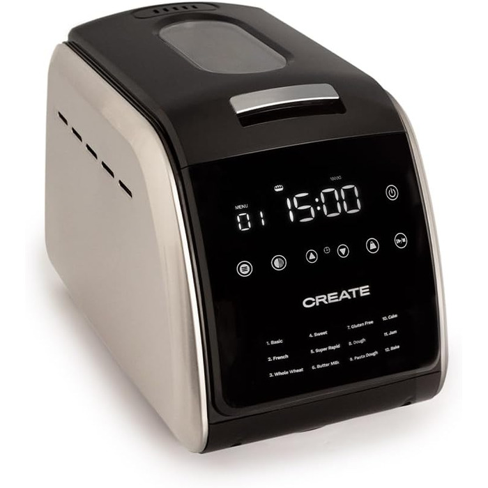 Хлібопічка CREATE Chef Bread, 850 Вт, 12 програм, LCD-дисплей, таймер 15 годин, з аксесуарами