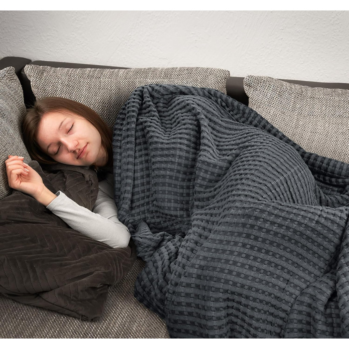 Вафельна літня ковдра Utopia Bedding з 100% бавовни, антрацит, 228x228 см