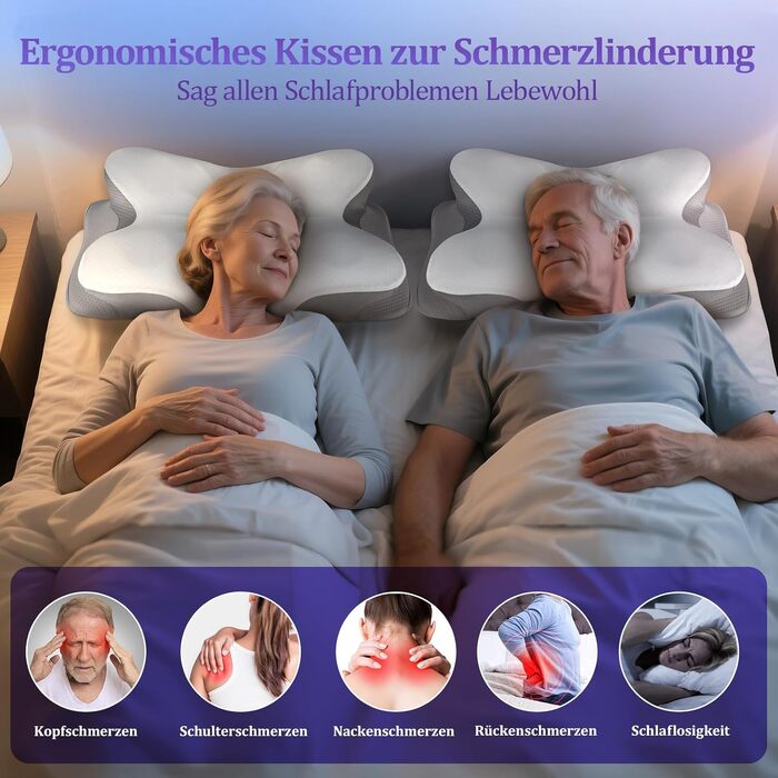 Подушка для шиї з Memory Foam - ортопедична подушка для сну, бічних, спинних та тих, хто спить на животі. Підтримка шиї, ергономічна подушка