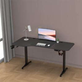Електричний стіл для роботи pro.tec Oxnard 160x75 см з пам'яттю, регульований, чорний, алюмінієва рама, до 80 кг, тримач для напоїв і гачок для навушників