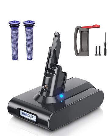 Акумулятор V7 для пилососа Dyson SV11 Animal/Motorhead: Замінний акумулятор з LED-дисплеєм, 2 фільтри, інструмент