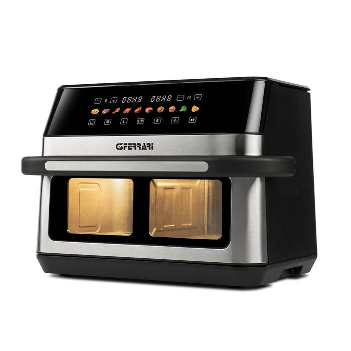Мультифункціональна аерофритюрниця та BBQ-гриль G3 Ferrari Friggisano BBQ G10181, 2000 Вт, 10 л XXL, 8 програм, без диму, BPA- та PFOA-safe, чорний/сірий