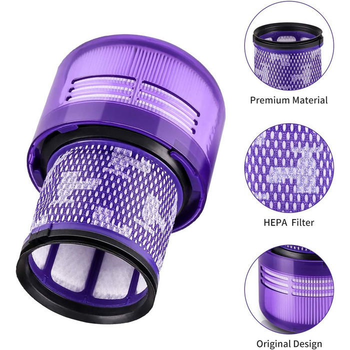 Фільтр morpilot для Dyson V11/V15/SV14/SV22, 2 шт., змінний, для пилососа Absolute/Animal/Extra/Pro/Detect/Torque Drive, миючий, з ручником і щіткою, заміна 970013-02