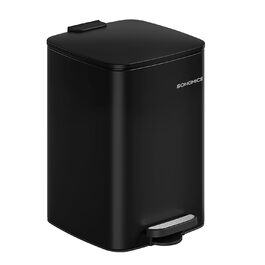 Смітник для кухні SONGMICS, 20 л, педальний, сталевий, з внутрішнім відром, Soft Close, фіксація кришки, чорний