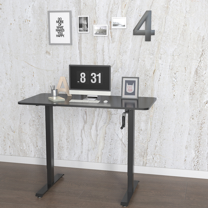 Робочий стіл STAND CR 120 x 60 з ручним регулюванням висоти, чорний колір, hjh OFFICE