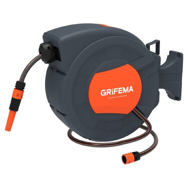 Шланг для поливу GRIFEMA G301-35 настінний, з автоматичною намоткою 25м, регульована форсунка