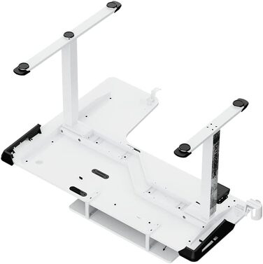 Ігровий стіл ULTRADESK Winger RGB LED L-подібний, електричний підйомний стіл для комп'ютера, білий, 155x111x60 см (лівий)