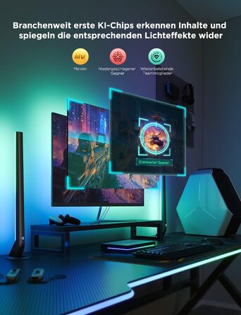 Комплект Govee HDMI 2.1 Sync Box 2 з LED-підсвіткою та Lightbar, AI синхронізація, підтримка 8K@60Hz, 4K@144Hz, VRR, ALLM, Matter та Alexa, підсвітка для моніторів 27-34 дюйми