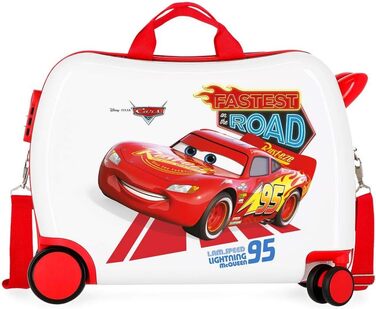 Дитяча валіза Disney Cars, жорсткий корпус ABS, 50x38x20 см, 34 л, 4 колеса, кодовий замок, мультиколірна, ручна поклажа