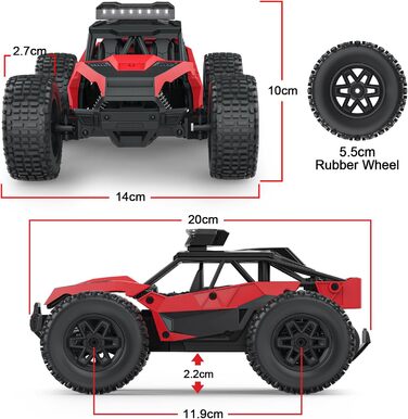 Радіокерований позашляховик Monster Truck для дітей та хлопчиків 6-12 років, чорний, 2.4GHz пульт, подарунок