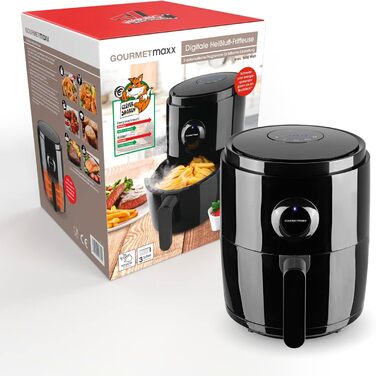GOURMETmaxx цифрова аерофритюрниця 3 л, 1400 Вт, 6 програм, таймер 60 хв, автоматичне вимкнення, гриль, чорна