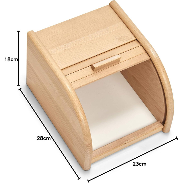 Зберігач для хліба Zeller 20463 з ковзаючим кришкою, бук, 23 x 28 x 18 см