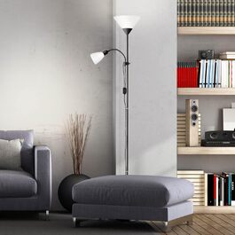 Торшер Lightbox 1,8 м чорний з регульованою лампою для читання, алюміній/пластик, 1xE27 до 60 Вт, 1xE14 до 25 Вт, LED, чорний/білий