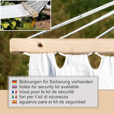 Гамак вуличний Ampel 24 Madagaskar з дерев'яною рамою (евкаліпт), бавовна, 310 см, білий/коричневий