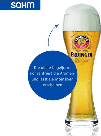 Набір келихів для пшеничного пива ERDINGER 0,5 л, 6 шт — оригінальні склянки для вайсбір, ідеальний подарунок для поціновувачів пива