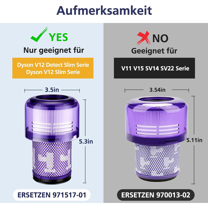 Набір з 3 фільтрів HEPA для пилососа Dyson V12 Detect Slim Absolute/Total Clean/Extra/Fluffy, змінний фільтр 971517-01, аксесуари для пилососа