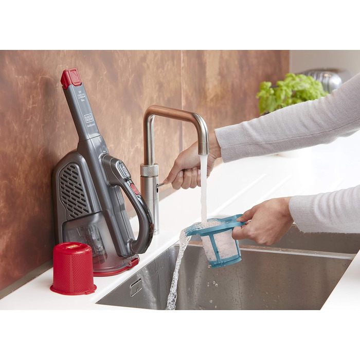 Пилосос ручний акумуляторний BLACK+DECKER Lithium Dustbuster BHHV315J, 12 В, 20 AW, циклонний, безмішковий, з висувною щілинною насадкою, титан/червоний, 500 мл