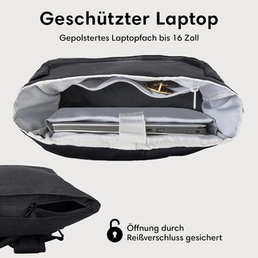 Рюкзак Johnny Urban Allen Medium чорний, водовідштовхувальний, 15л, rolltop, з відділенням для ноутбука, для університету, велосипеду, бізнесу, унісекс, екологічний