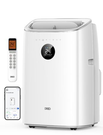 Мобільний кондиціонер DREO AC319S 7500 BTU (3-в-1: охолодження/вентиляція/осушення), з Wi-Fi, пультом та голосовим керуванням, без дренажу, з набором для вікна, білий