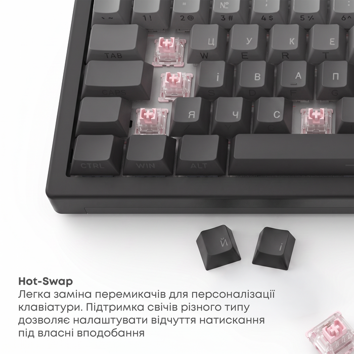 Бездротова механічна клавіатура Ajazz AK820 V2 White Peach Switch (AK820-V2-WP-S-W)