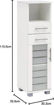 Пенал Schildmeyer Niko 113293, сріблястий глянець/антрацит глянець, 30,3x32,6x110,5 см, шафа для ванної кімнати