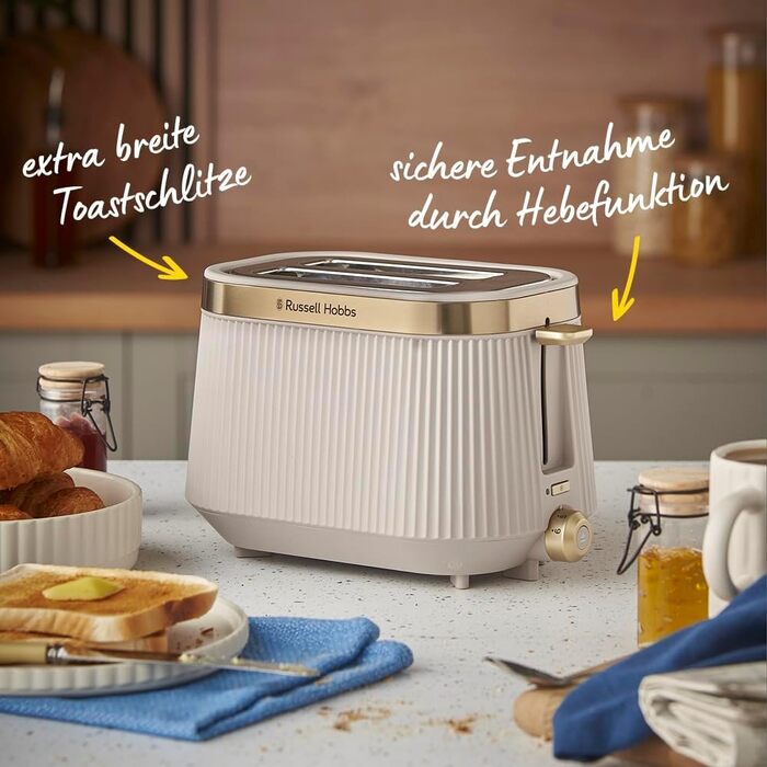 Тостер Russell Hobbs Brontë Stone на 2 тости, 6 режимів, кремовий - 26761-56