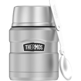 Термос для їжі Thermos Stainless King 470 мл з ложкою, нержавіюча сталь, тримає тепло 9 годин/холод 14 годин, герметичний контейнер для супу, каші, страв