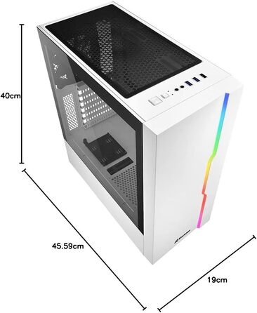 Корпус для ПК Sharkoon RGB Slider білий з підсвіткою, ATX, USB 3.0, скляна панель