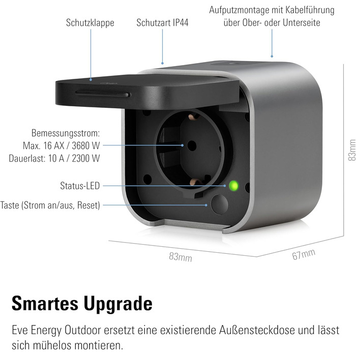 Розумна система поливу Eve Energy Outdoor (Matter) з керуванням через додаток/Siri для саду/балкону, без хаба, сумісна з розподільниками